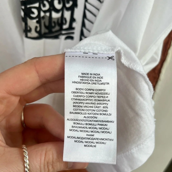 Lauren Ralph Lauren Beach Cotton Blend Shirt White Sequined Logo Size Medium - Picture 5 of 7